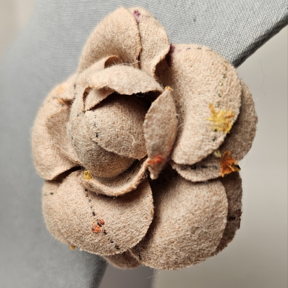 Cloth Rose Brooch &/or Clip ☆Stitching Design Yellow & Orange - Picture 2 of 10